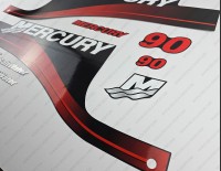 Mercury 90HP Optimax Saltwater Outboard Decal Kit RED
